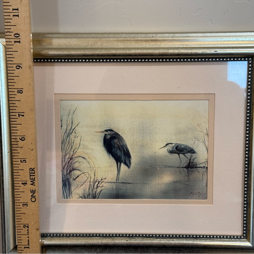 Joan Brannagan "Blue Heron" Custom Framed Art Print Bird Nature 12x10” - Picture 4 of 10